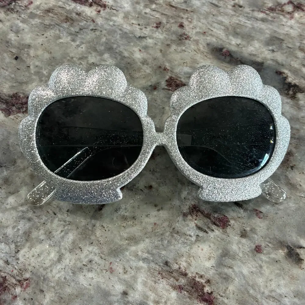 Gymboree Girls Glitter Seashell Sunglasses Silver Beach 6+